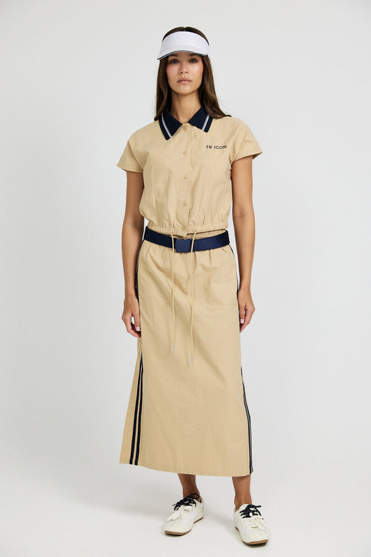 Sport Chic Cotton Crop Shirt – Khaki