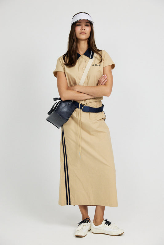 Sport Chic Cotton Midi Skirt – Khaki