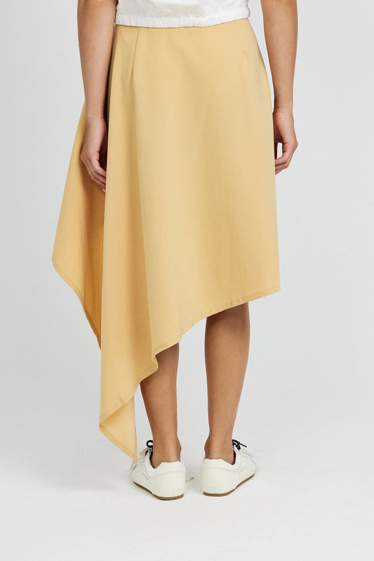 Asymmetric Wrap Skirt - Golden Beige