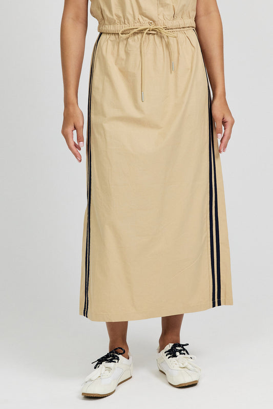 Sport Chic Cotton Midi Skirt – Khaki
