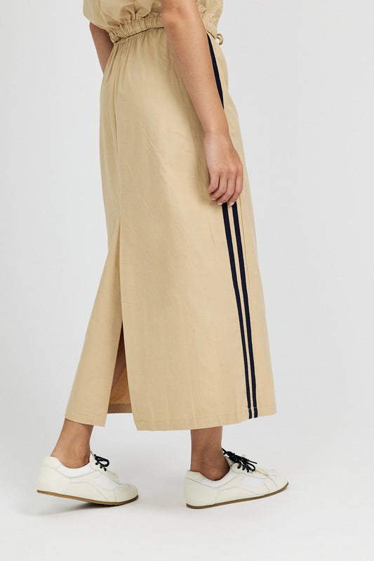 Sport Chic Cotton Midi Skirt – Khaki