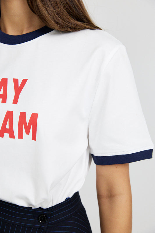 Premium Graphic T-Shirt - White|navy