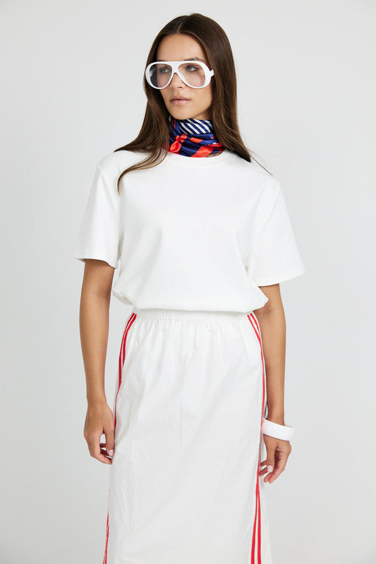 Sport Chic Cotton Midi Skirt – white