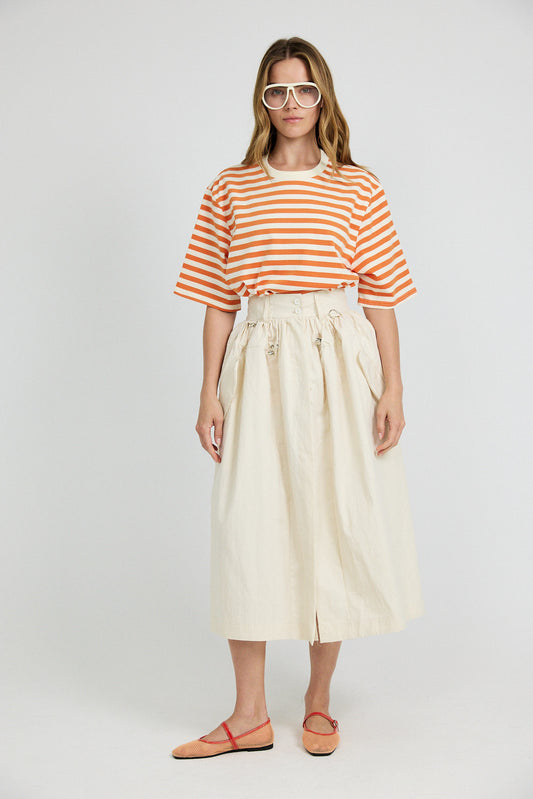 Oversized Striped Basic T-Shirt – Orange Butter