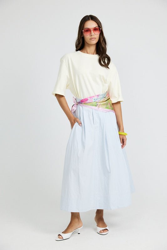 Classic Cotton A-Line Midi Skirt – Baby Blue