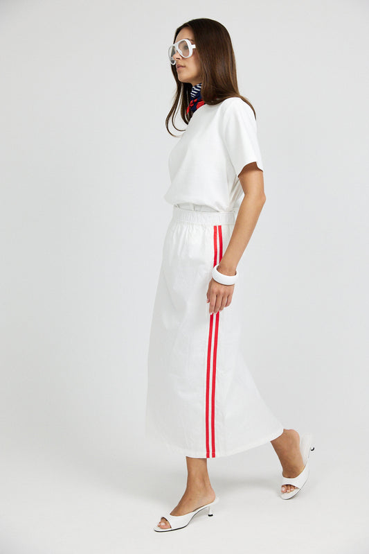 Sport Chic Cotton Midi Skirt – white