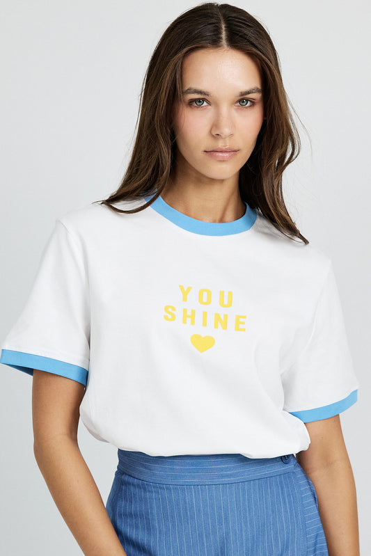 Premium Graphic T-Shirt - White|L.blue