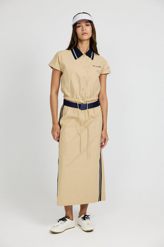 Sport Chic Cotton Midi Skirt – Khaki