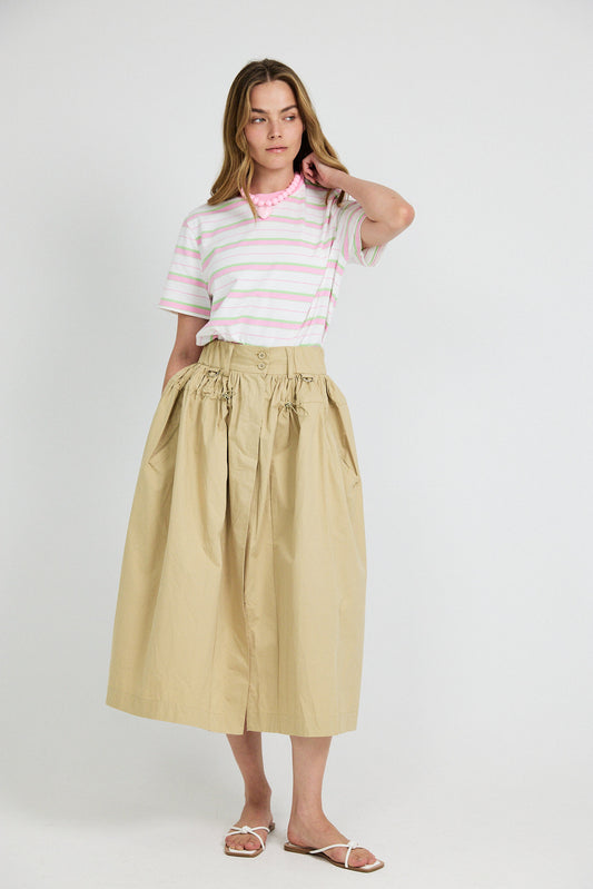 Classic Cotton Rib Striped T Shirt – cream-pink