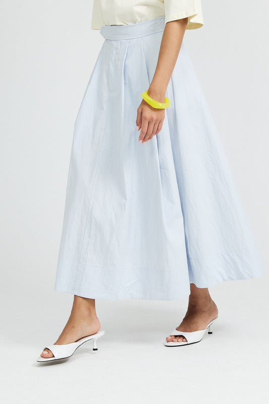 Classic Cotton A-Line Midi Skirt – Baby Blue