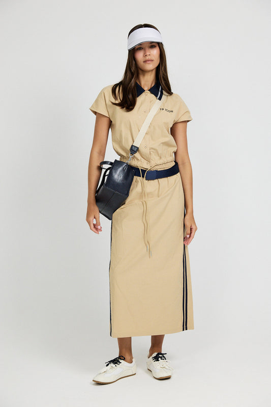 Sport Chic Cotton Midi Skirt – Khaki