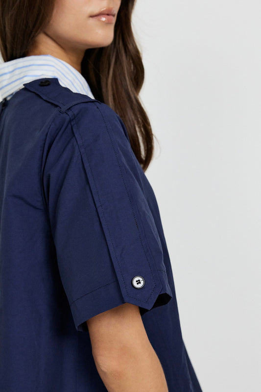 Victoria Cotton Dress – Navy
