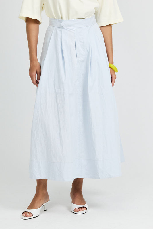 Classic Cotton A-Line Midi Skirt – Baby Blue