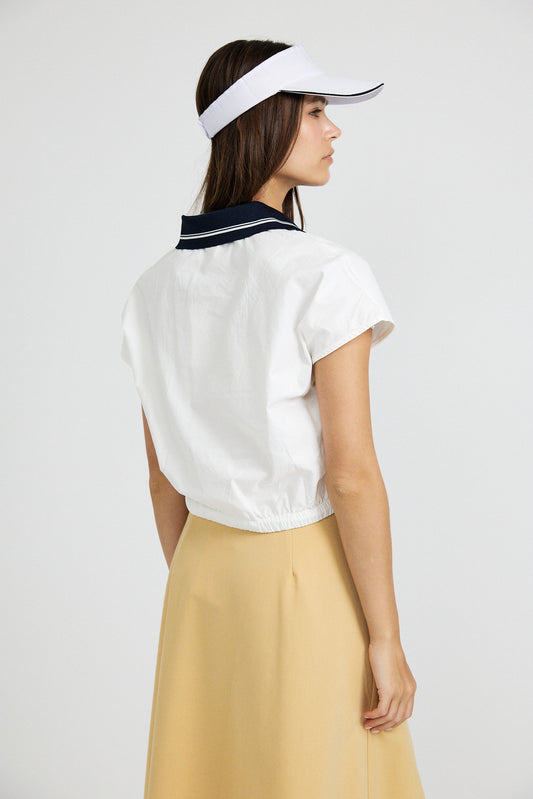 Sport Chic Cotton Crop Shirt – white|white