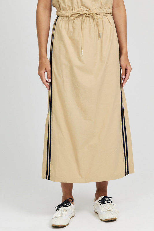 Sport Chic Cotton Midi Skirt – Khaki