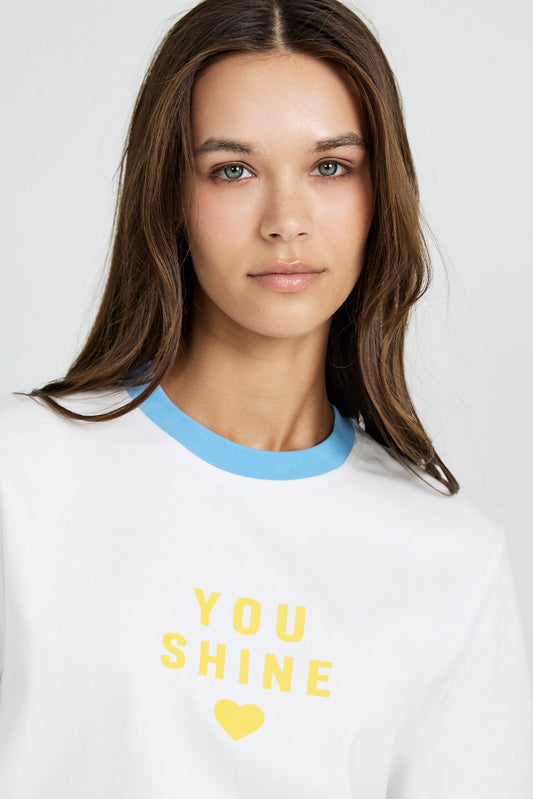 Premium Graphic T-Shirt - White|L.blue
