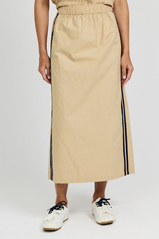 Sport Chic Cotton Midi Skirt – Khaki