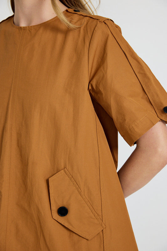 Victoria Cotton Dress – Camel