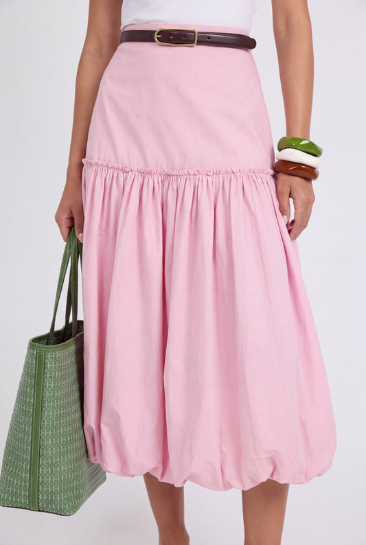 ÉLOISE BALLOON MIDI SKIRT - ורוד