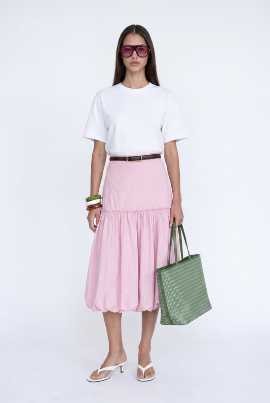 ÉLOISE BALLOON MIDI SKIRT - ורוד