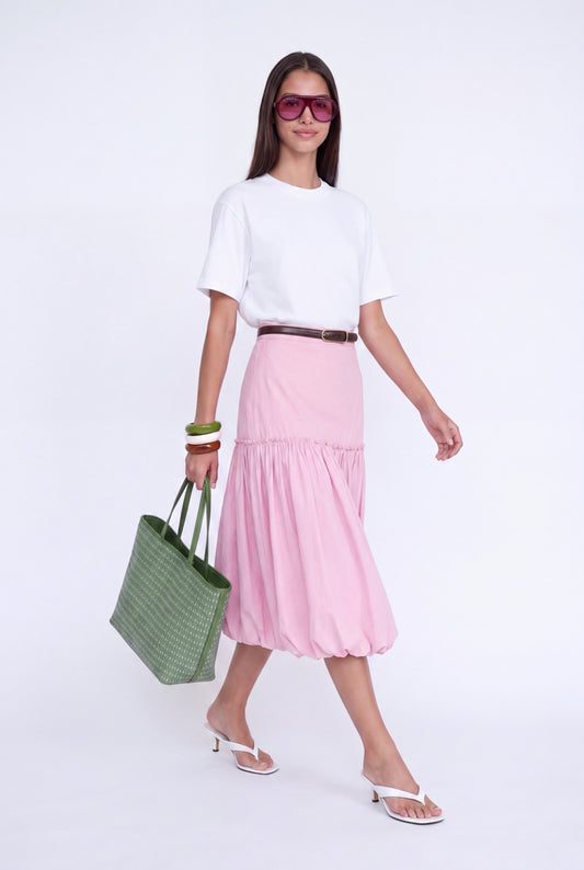 ÉLOISE BALLOON MIDI SKIRT - ורוד