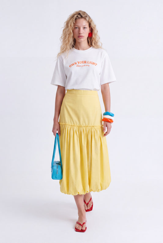 ÉLOISE BALLOON MIDI SKIRT - צהוב חמאה