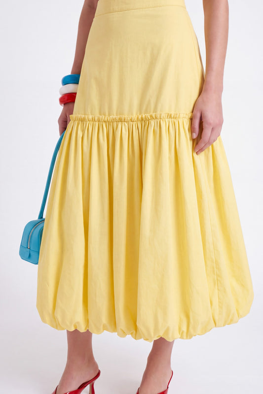 ÉLOISE BALLOON MIDI SKIRT - צהוב חמאה