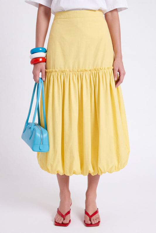 ÉLOISE BALLOON MIDI SKIRT - צהוב חמאה