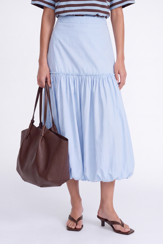 ÉLOISE BALLOON MIDI SKIRT - תכלת