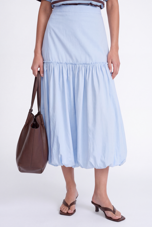 ÉLOISE BALLOON MIDI SKIRT - תכלת