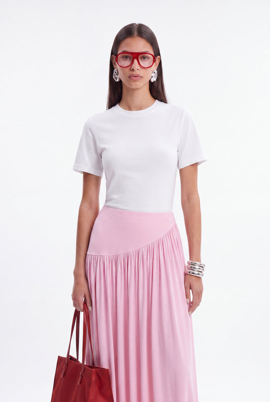 ÉLARA GATHERED MAXI SKIRT- ורוד