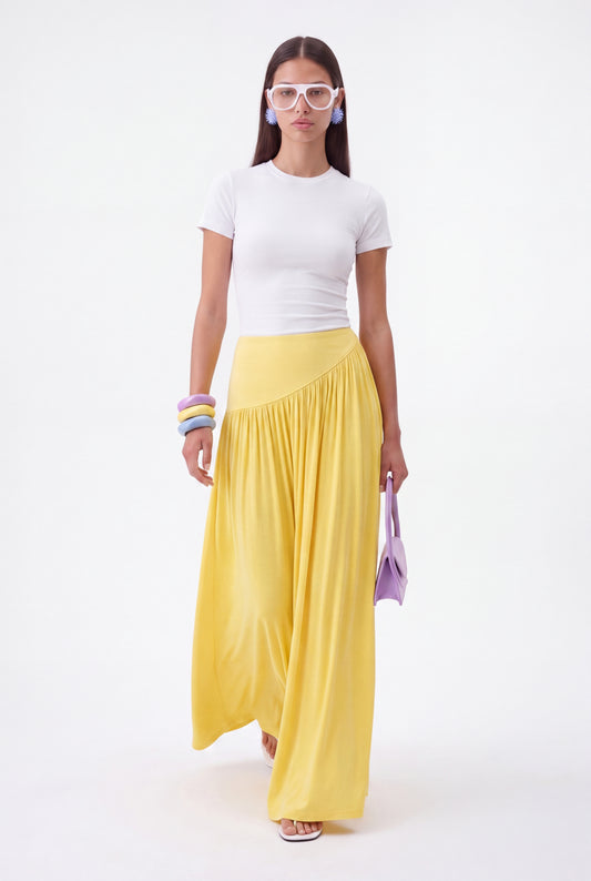 ÉLARA GATHERED MAXI SKIRT- צהוב