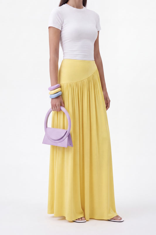 ÉLARA GATHERED MAXI SKIRT- צהוב