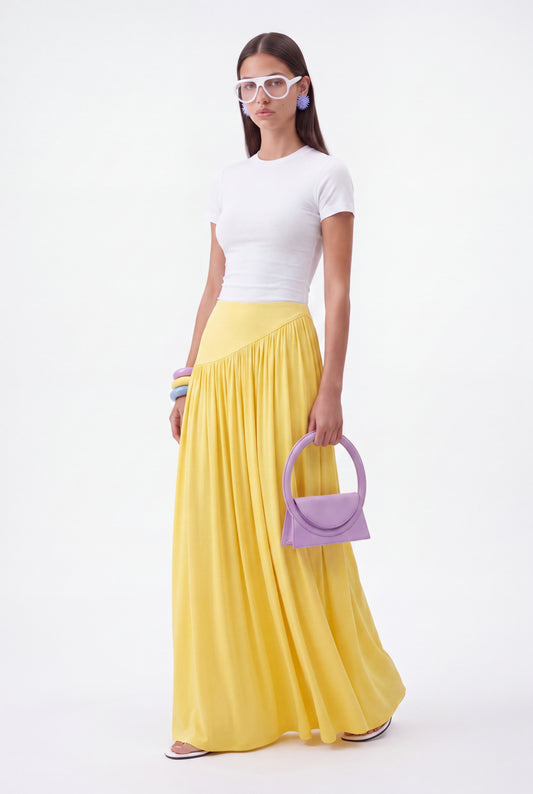 ÉLARA GATHERED MAXI SKIRT- צהוב