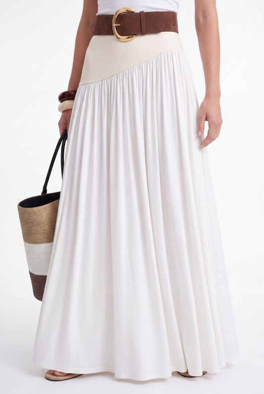 ÉLARA GATHERED MAXI SKIRT- לבן