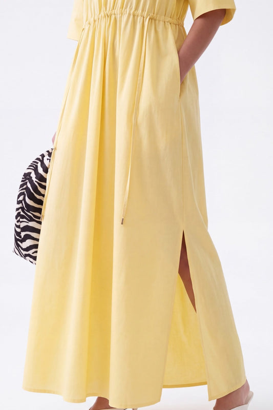 AURELIA CINCHED MIDI DRESS - צהוב