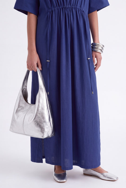 AURELIA CINCHED MIDI DRESS - כחול נייבי