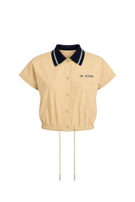 Sport Chic Cotton Crop Shirt – Khaki