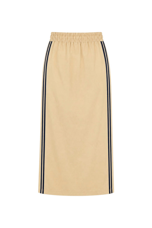 Sport Chic Cotton Midi Skirt – Khaki