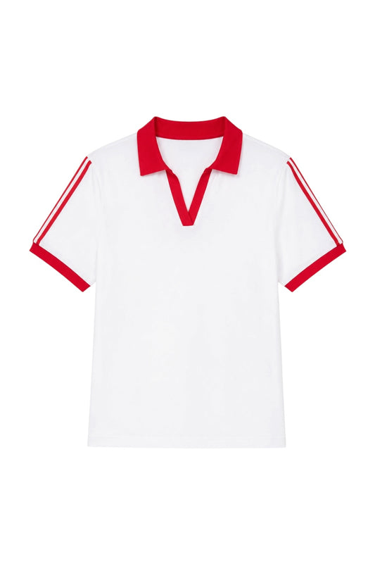 Women's Cotton Polo Shirt – White & Red