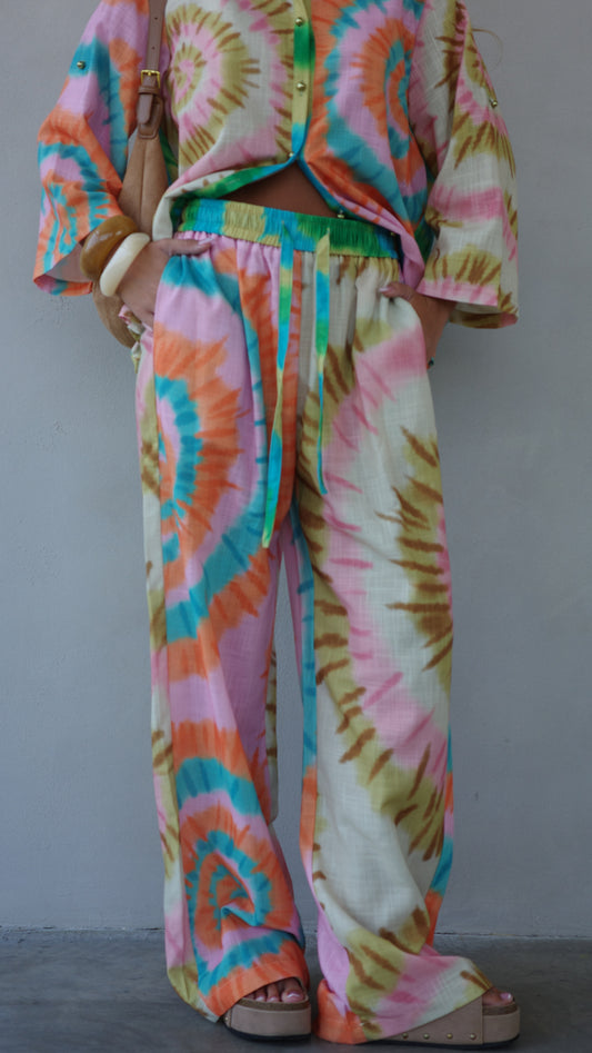 חליפת מכנס מנילה | ורוד/טורקיז