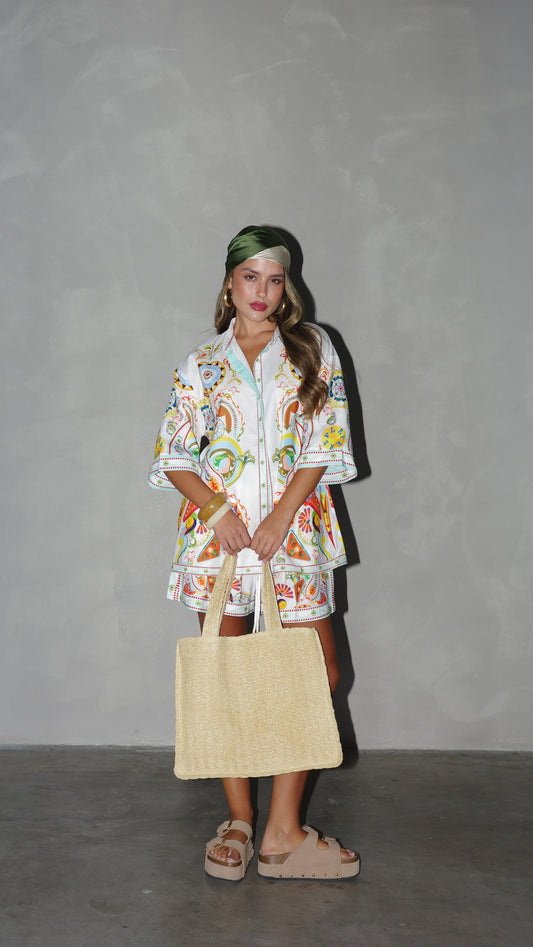 חליפת שורט מונטה קרלו | לבן/טורקיז