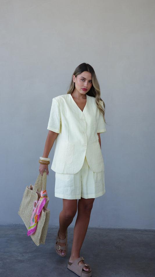 חליפת שורט מחויט | צהוב בננה
