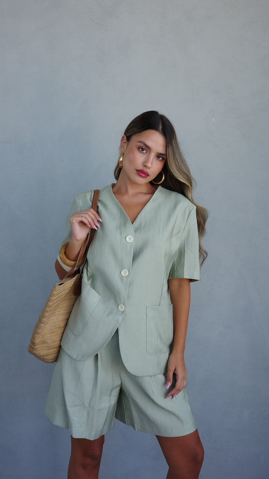 חליפת שורט מחויט | ירוק מנטה