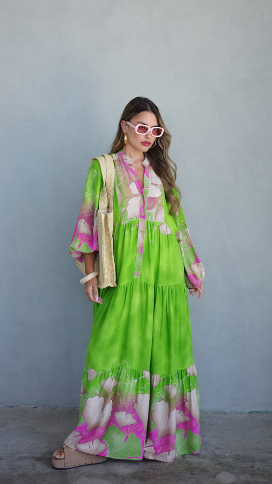 גלביה קומות כפתורים הוואי | ירוק