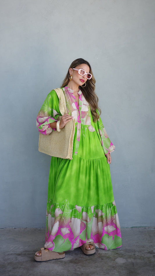 גלביה קומות כפתורים הוואי | ירוק