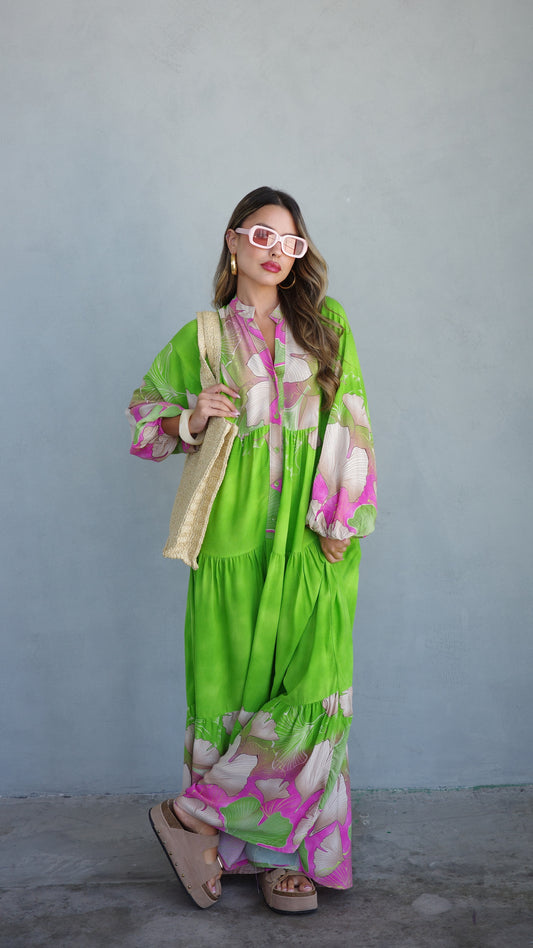 גלביה קומות כפתורים הוואי | ירוק