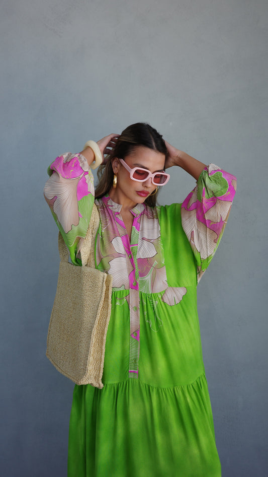 גלביה קומות כפתורים הוואי | ירוק