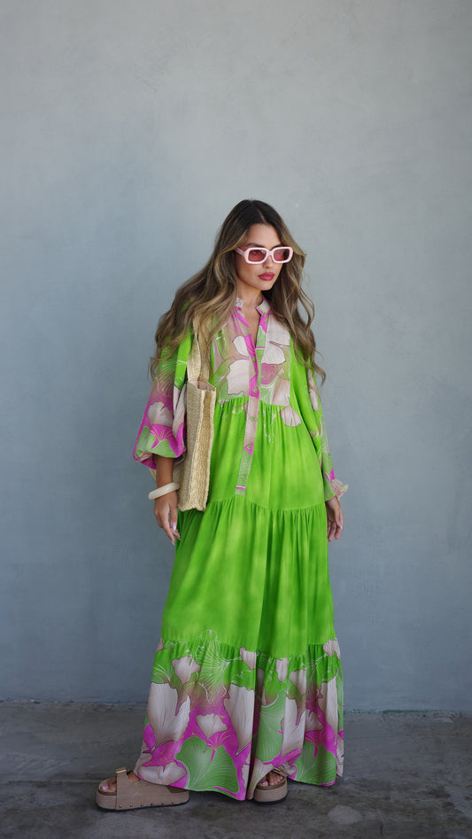 גלביה קומות כפתורים הוואי | ירוק