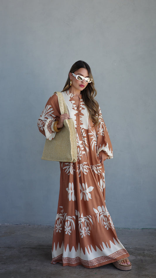 גלביה קומות כפתורים אריאנה | חום